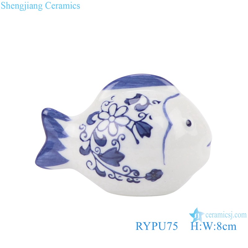 Blue and white sculpture fish porcelain ornament
