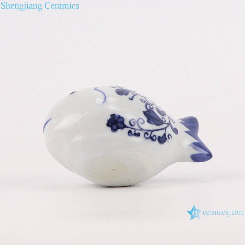 Blue and white sculpture fish porcelain ornament