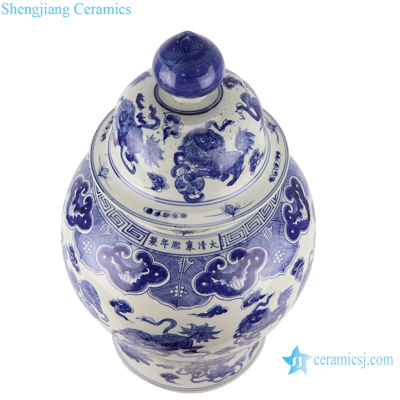 Blue and white handmade general pot of dragon design