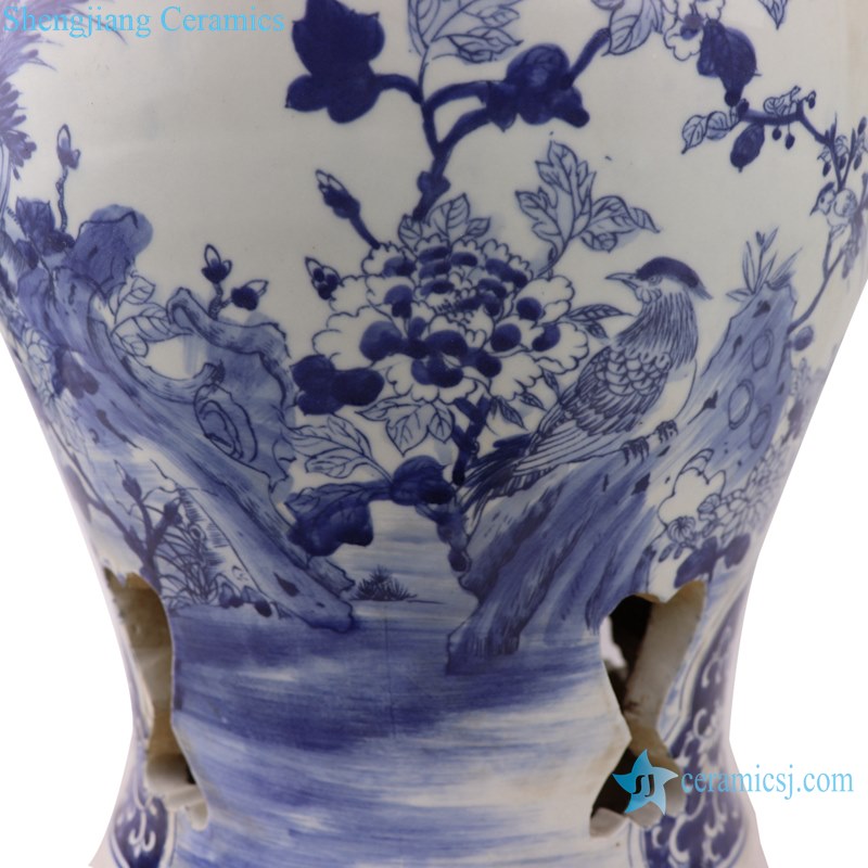 Blue&white porcelain flower&birds design garden stool chair