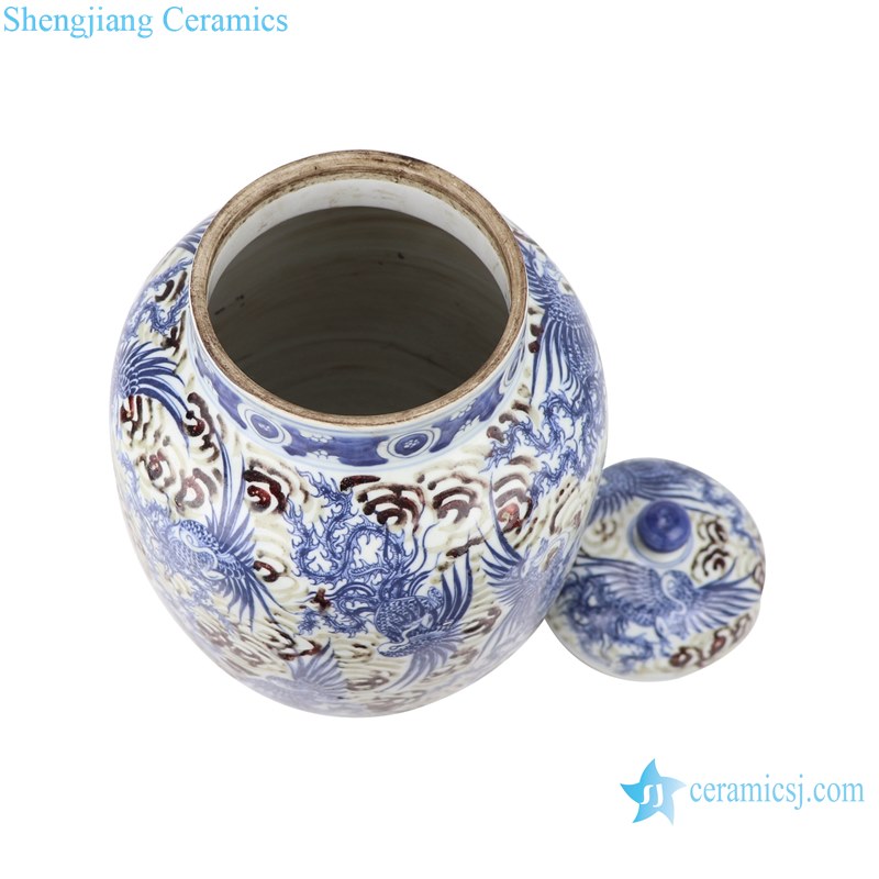 Blue&white porcelain dragon design ginger jar