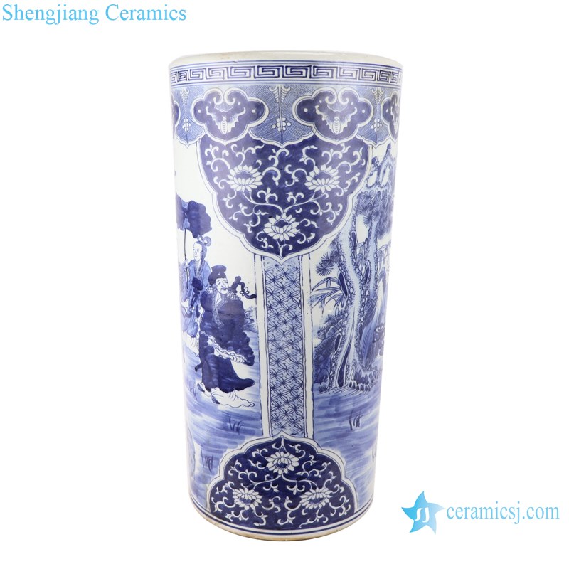 Blue&white porcelain multi-figure design vases umbrella stand