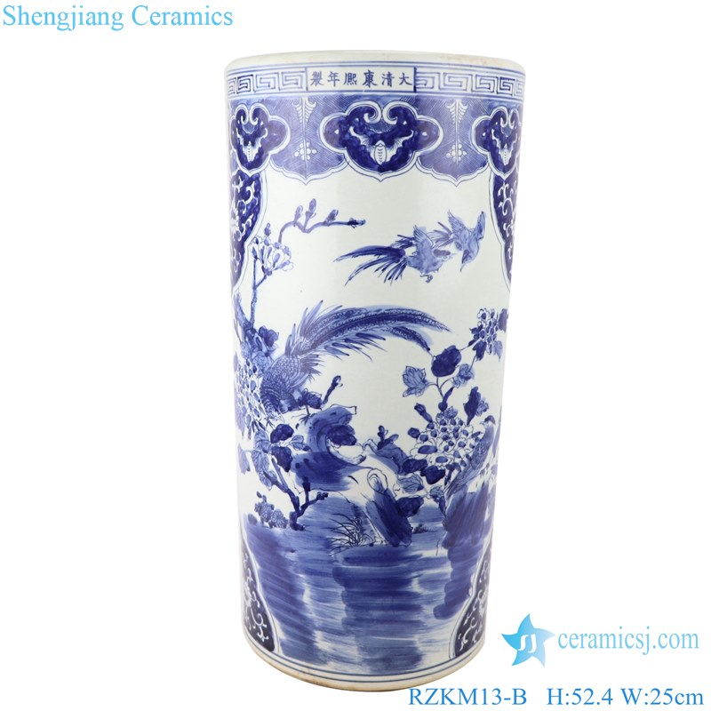 Blue&white porcelain flower and birds design vases umbrella stand