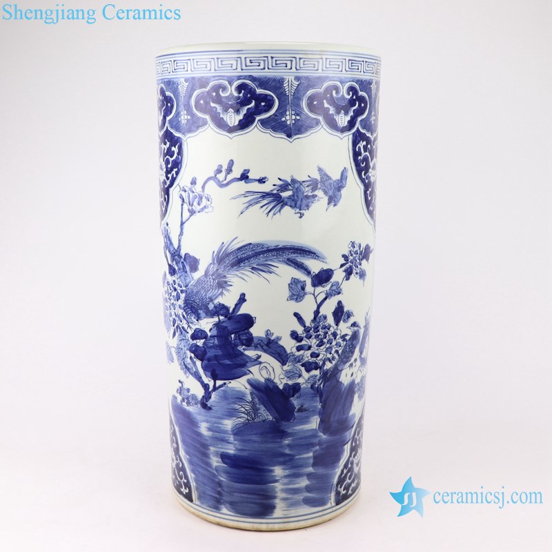 Blue&white porcelain flower and birds design vases umbrella stand