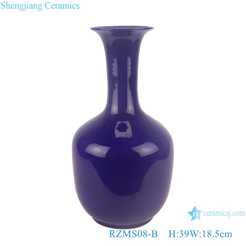 RZMS08-B Altar blue Glazed long neck Ceramic Vase 
