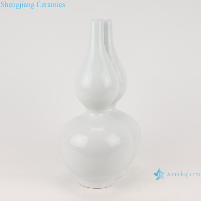 RZMS20-A-B Pure white Gold plated double gourd shape Ceramic vase