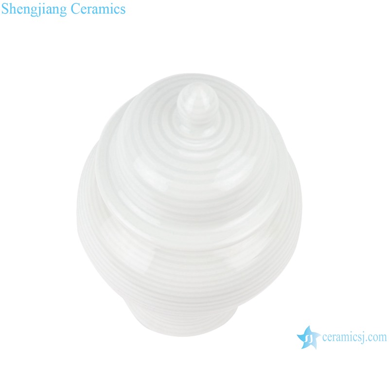 RZMS22-B White Glazed Porcelain Line Ceramic Storage Ginger Jars