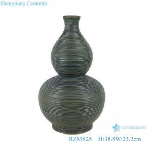 RZMS25 Kiln Green Striped Gourd Bottle Porcelain Vase