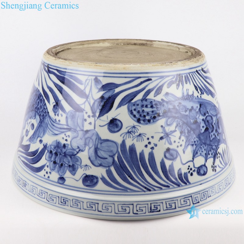 RZSD04 Blue and white Fish Algae Pattern ceramic planter flower pots