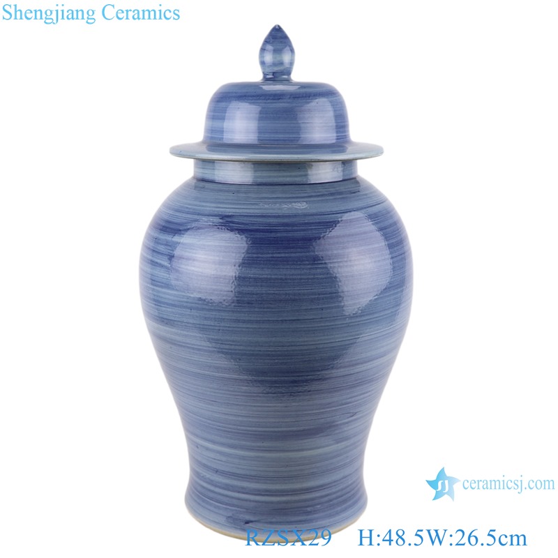RZSX29 Modern Color Blue Glazed Striped line Ceramic Storage Ginger jars pot