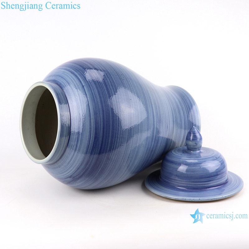 RZSX29 Modern Color Blue Glazed Striped line Ceramic Storage Ginger jars pot