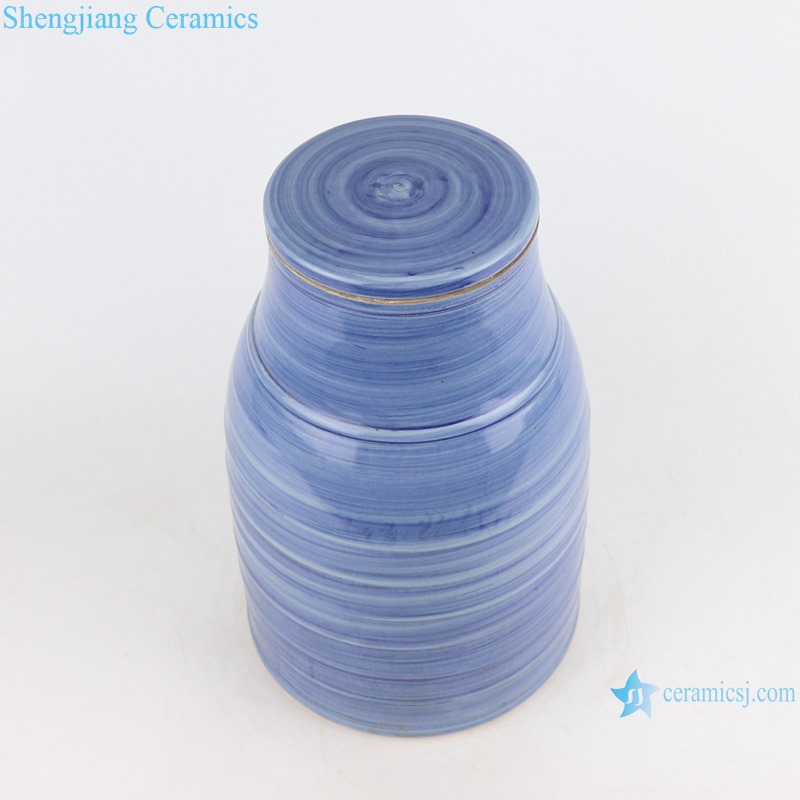 RZSX31 Modern Color Blue Glazed striped line Wax gourd pot Ceramic Vase