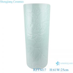 RZTM17 Sky cyan Lotus flower Carved ceramic umbrella stand