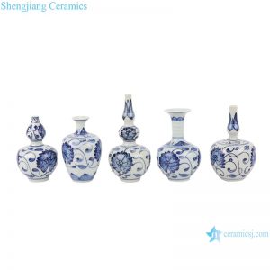 RZTP01 Antique Blue and White Porcelain Winding Flower Ceramic Small Vase