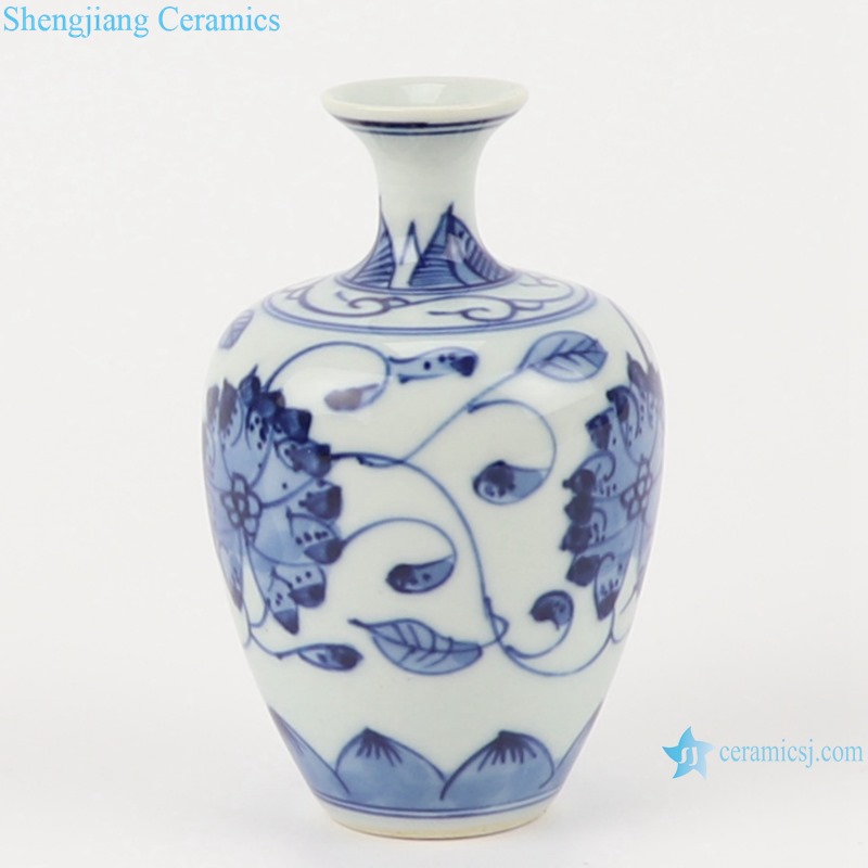 RZTP01 Antique Blue and White Porcelain Winding Flower Ceramic Small Vase