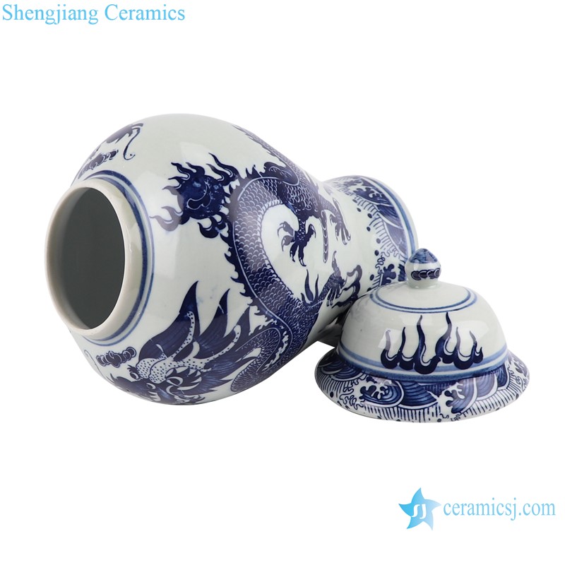 RZFU19 Blue and White Porcelain Dragon Pattern Ceramic Storage Ginger Temple Jars