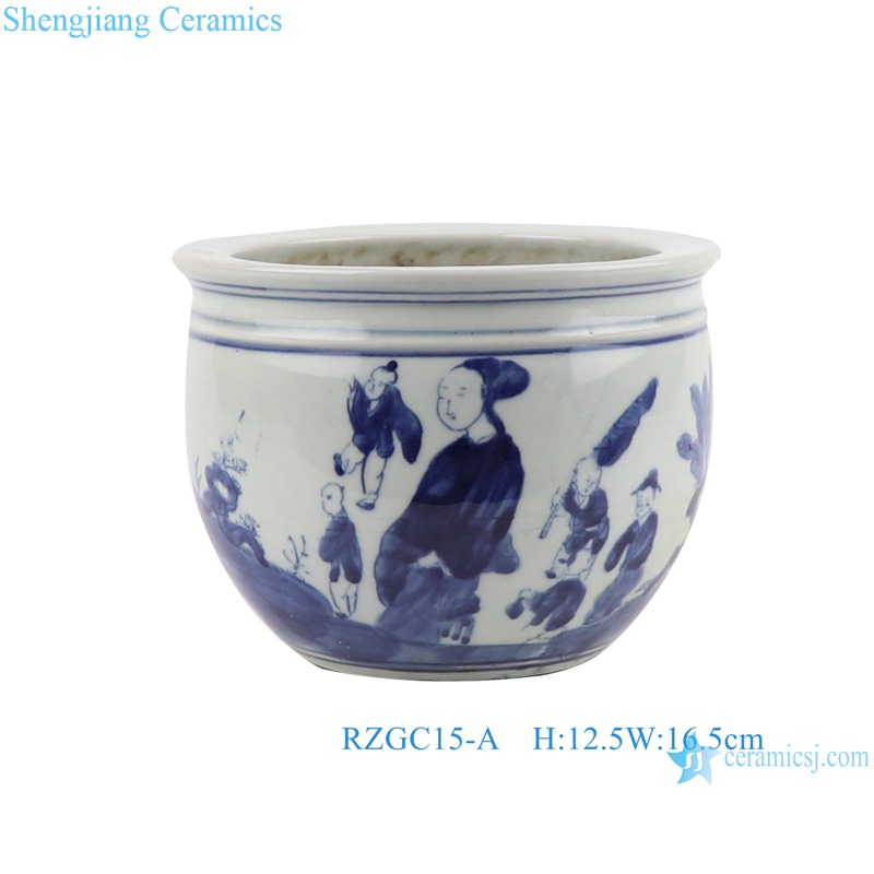 Blue and white Porcelain Small Ancestor design Ceramic Pot Garden Plant