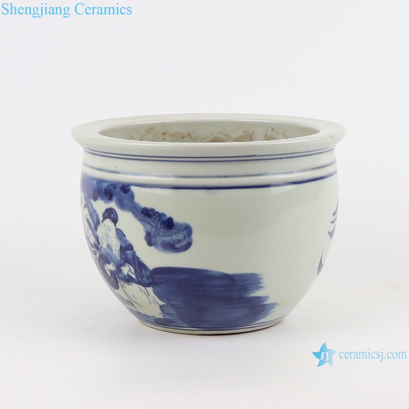 RZGC15-A-B-C-D-E-F-G-H-I Blue and white Porcelain Small Ancestor design Ceramic Pot Garden Plant