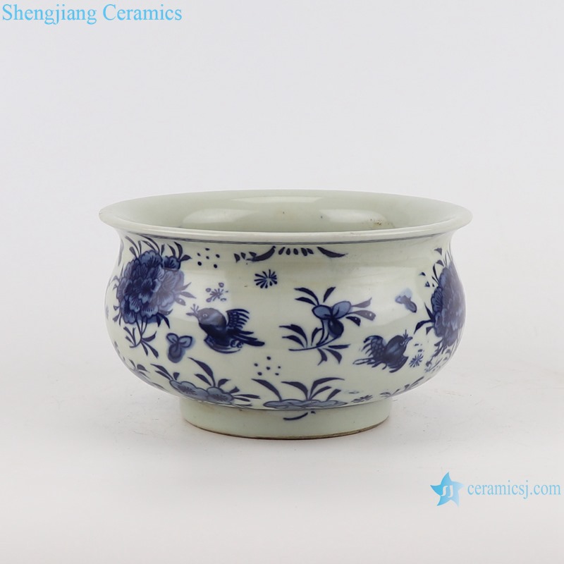 RZGC17-A-B-C-D-E Ceramic Washing Pen Pot Incense burner Blue and White Dragon Open window Character