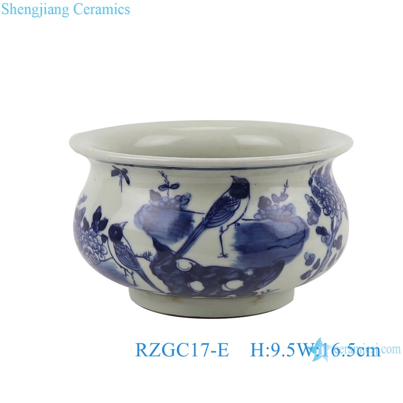 RZGC17-A-B-C-D-E Ceramic Washing Pen Pot Incense burner Blue and White Dragon Open window Character