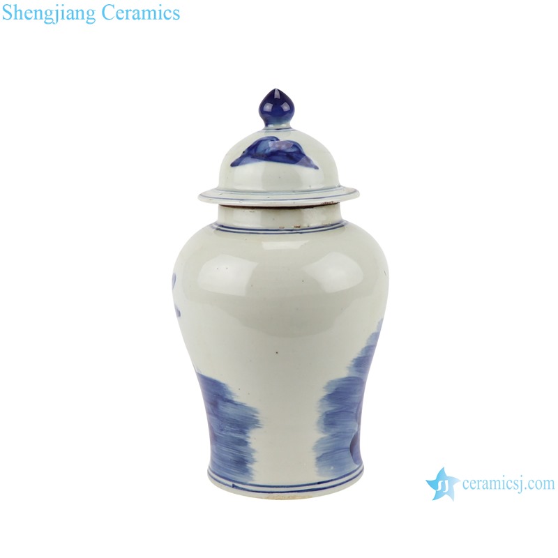 RZGC19-A-L Blue and white Porcelain Animal Dragon Landscape Character Ancestor Lidded Jar Storage container