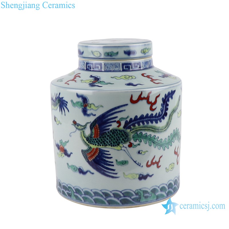 Contending Colorful Dragon Pattern Porcelain straight storage jars Ceramic Tea Canister