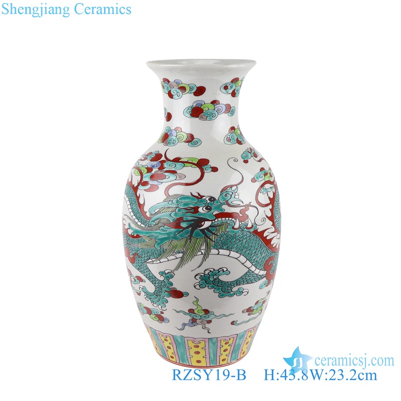 Porcelain Famille rose Colorful Dragon Vase Ceramic fish bottle Table Decoration