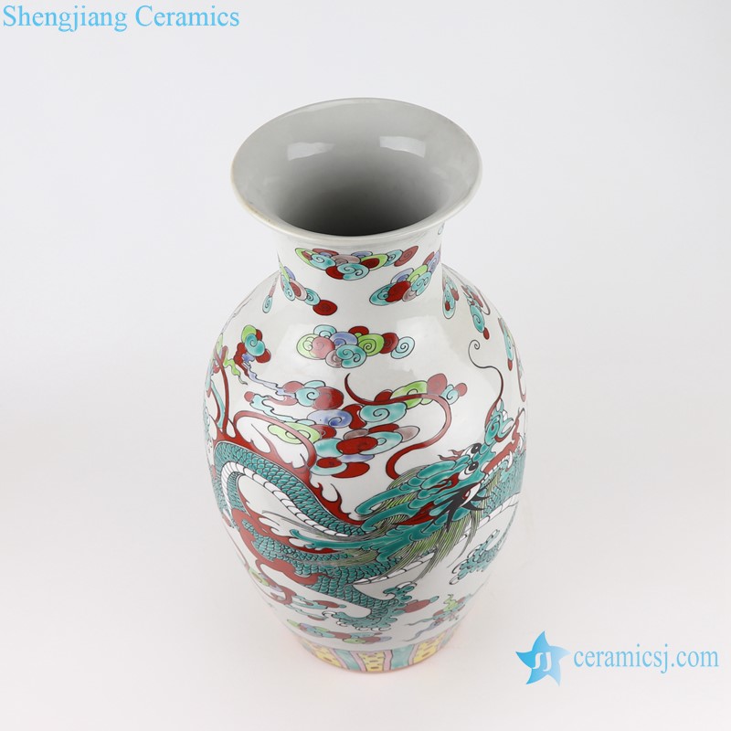 RZSY19-B Porcelain Famille rose Colorful Dragon Vase Ceramic fish bottle Table Decoration
