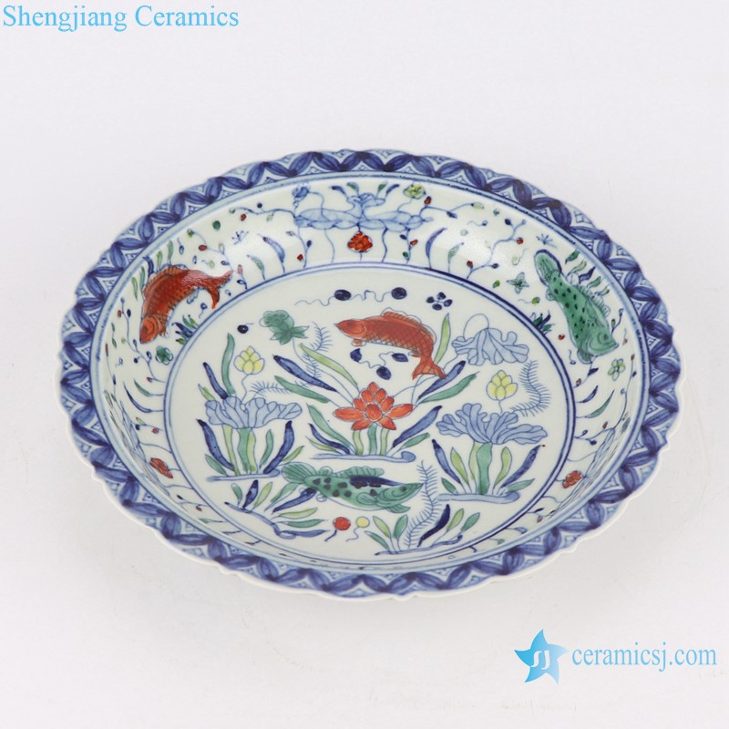 RZSZ12-G 8.5inch Ceramic Contrasting colors Fish design Porcelain Decorative Plate for home decor