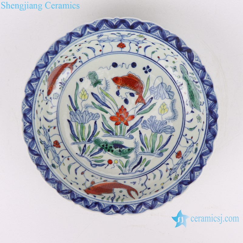 RZSZ12-G 8.5inch Ceramic Contrasting colors Fish design Porcelain Decorative Plate for home decor