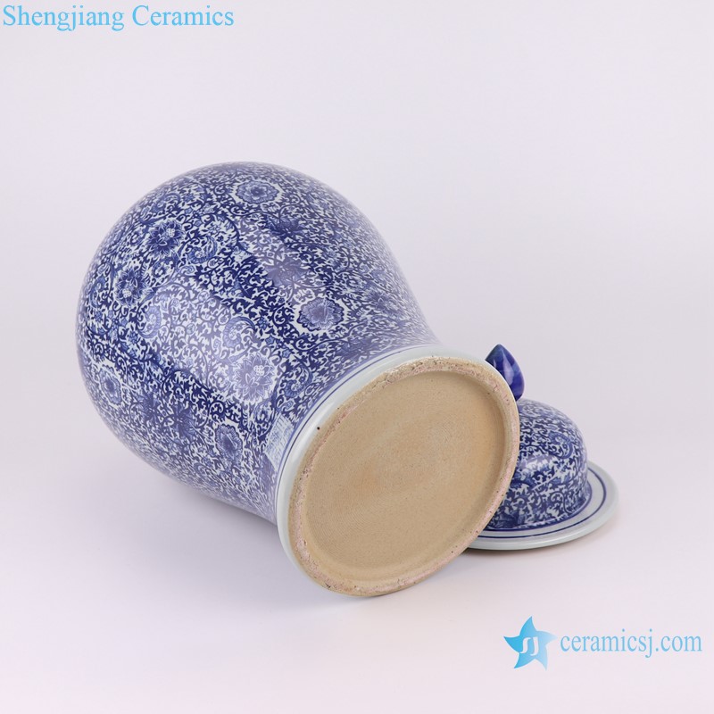 RZAP17 Blue and White Porcelain Twisted Leaf Pattern Lidded Ginger Jars Ceramic Storage general Pot