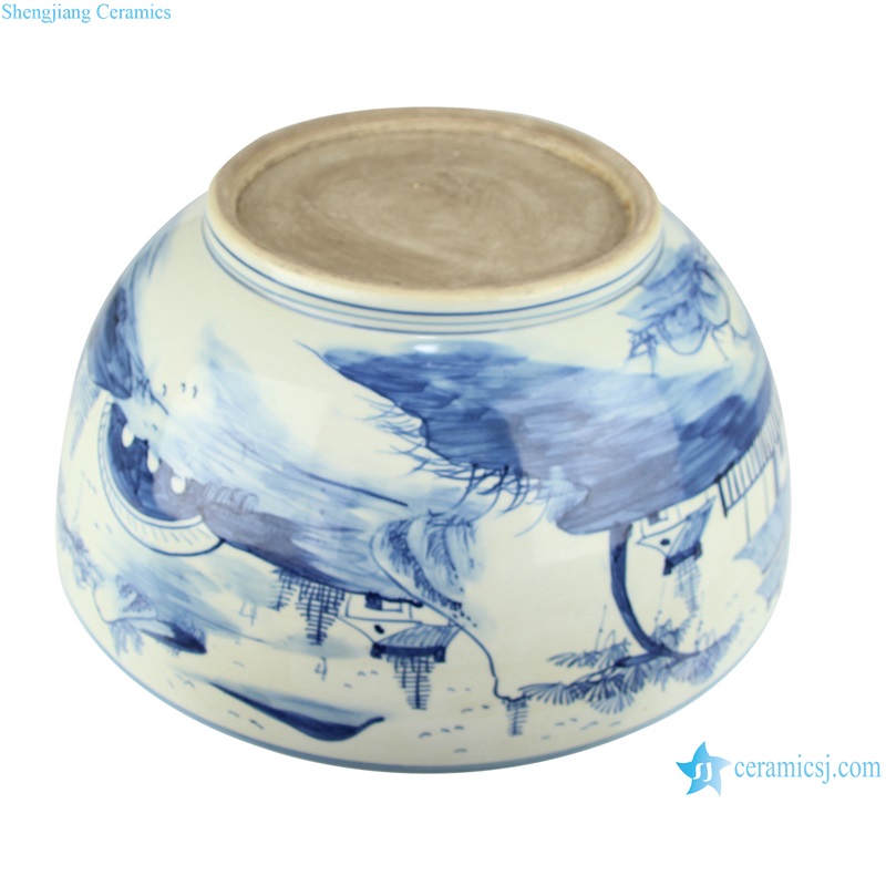 RZFH07-D/RZFH07-D-S Blue and white Porcelain Bowl Landscape House pattern ceramic planter flower pots