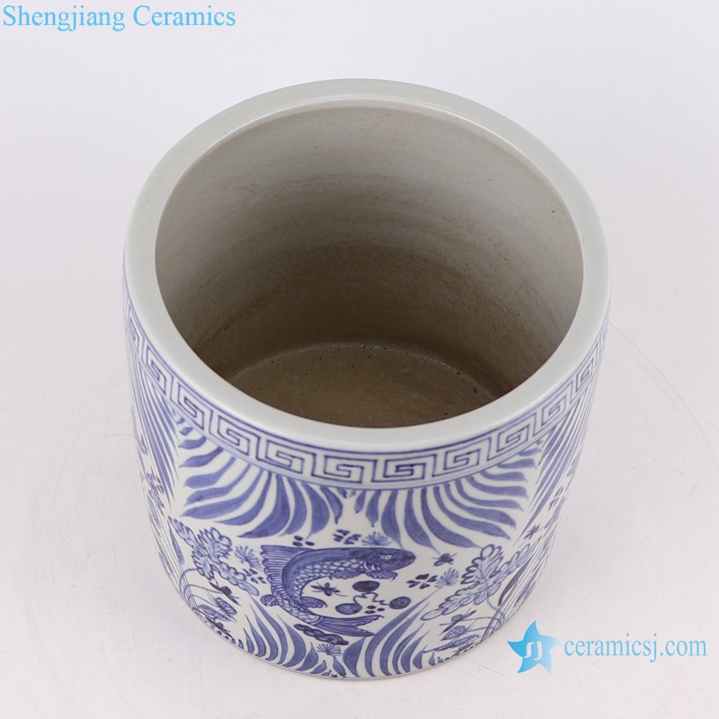 RZFH18-D Antique incense burner Blue and white Porcelain Lines and patterns Round Ceramic Pen Holder Container