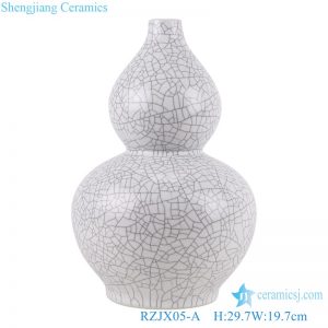 RZJX05-A-B-C Ceramic Bottle gourd shape Vase White, Green Glazed Crack splitting Porcelain Bottle