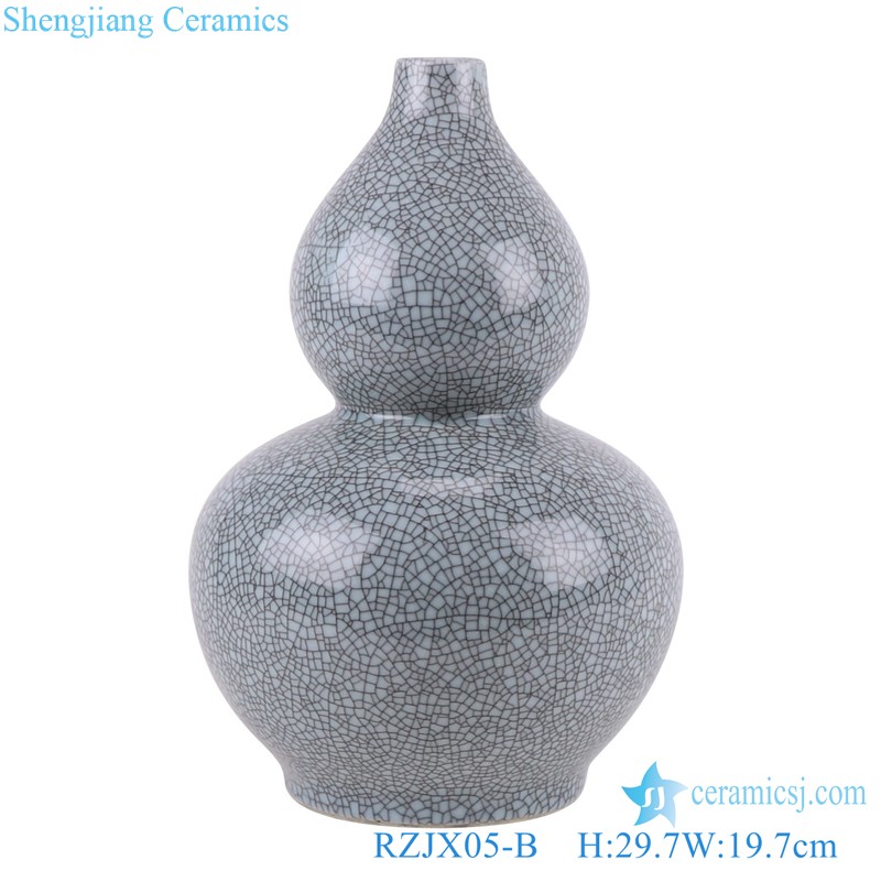 RZJX05-A-B-C Ceramic Bottle gourd shape Vase White, Green Glazed Crack splitting Porcelain Bottle