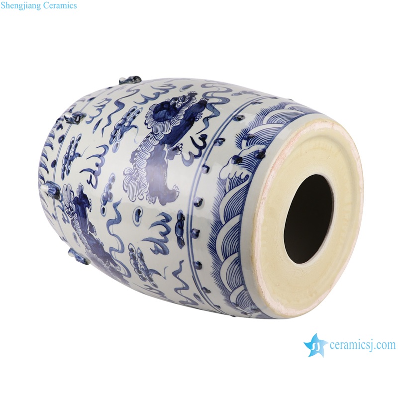 RZMA20-C Jingdezhen Blue and white Lion Pattern Porcelain Garden Drum stool Home Chair seat