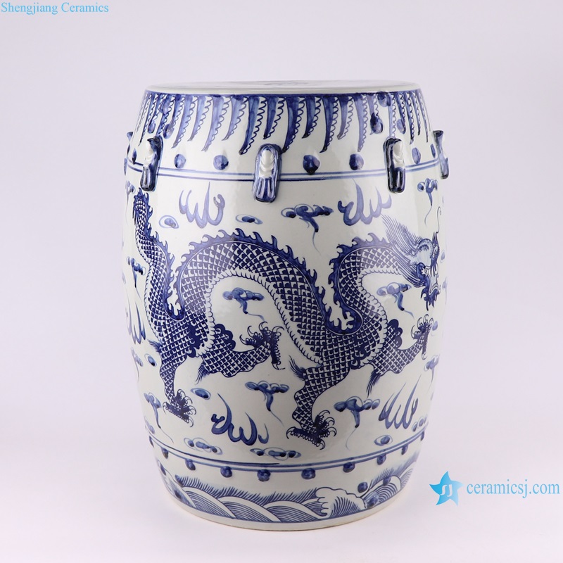 Blue and white Porcelain Dragon Design Ceramic Garden Stool Home chair seat