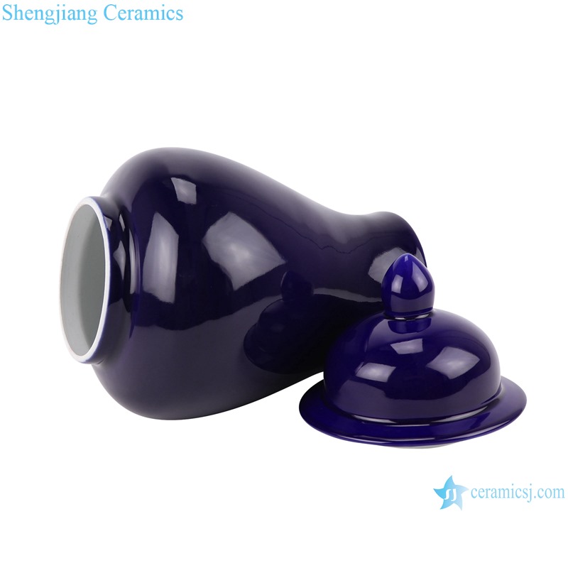 RZRV24-F-YQF0006 dark blue color glazed Porcelain Storage Pot  small ceramic ginger jar