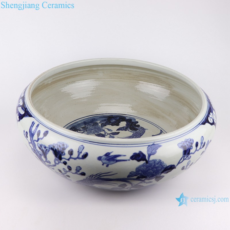 RZSC27 Blue and white flower and bird Design Porcelain bowl Ceramic Pot