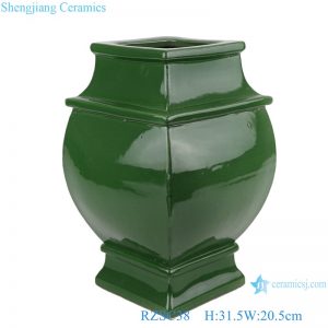 RZSC37/ RZSC38 Color glaze sacrifice blue and Green orchid glazed square ceramic vase
