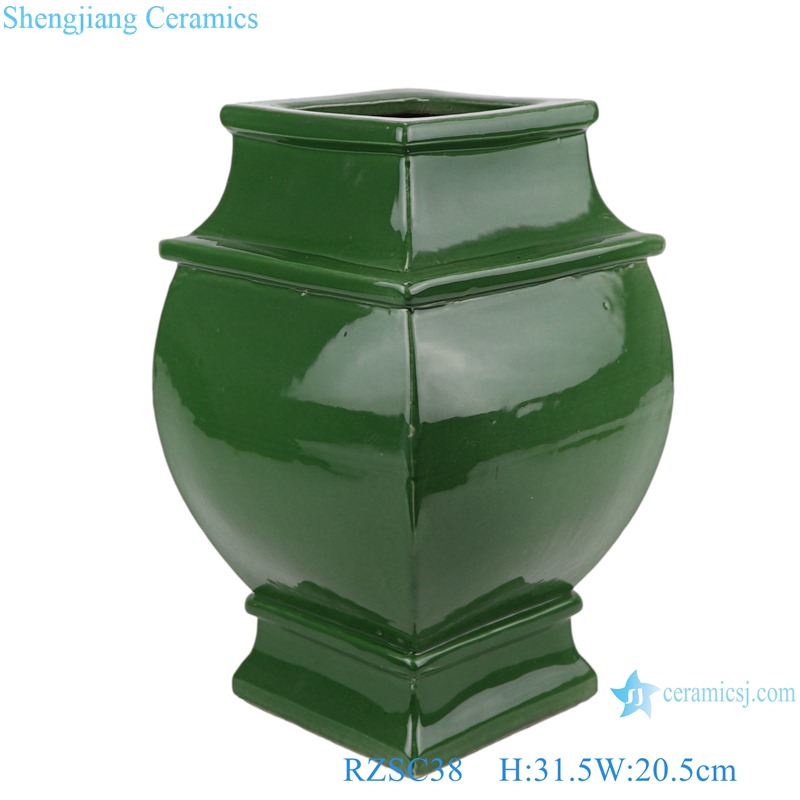 RZSC37/ RZSC38 Color glaze sacrifice blue and Green orchid glazed square ceramic vase