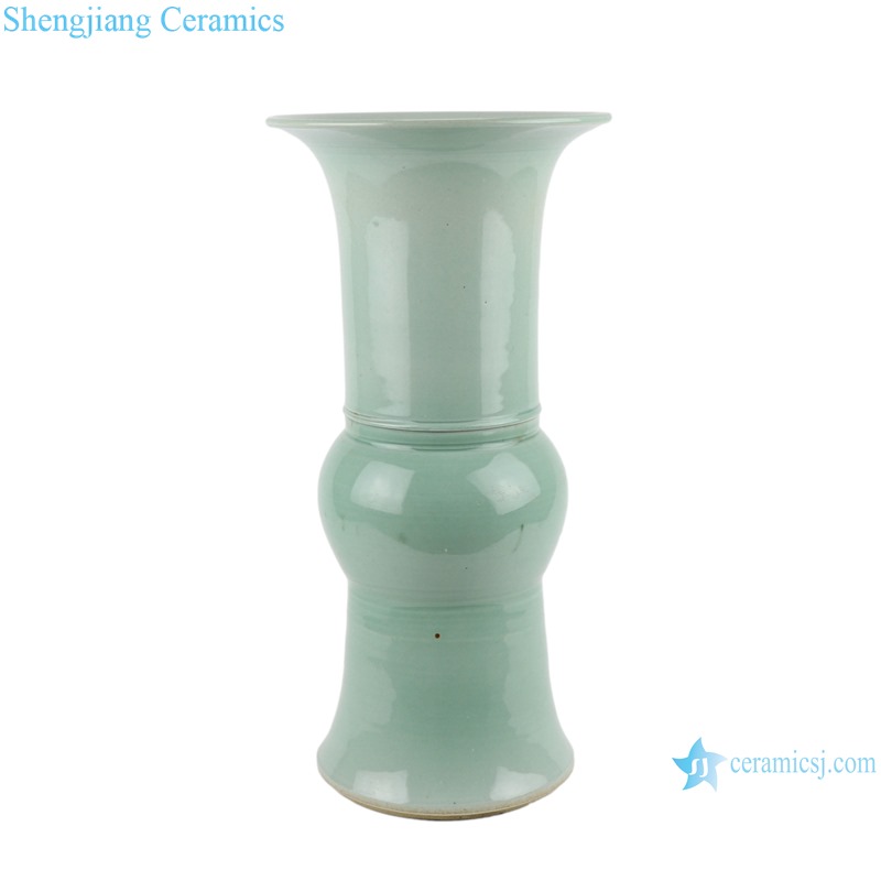 RZSC39 Color glazed shadow green Wide Mouth ceramic vase for home decoration