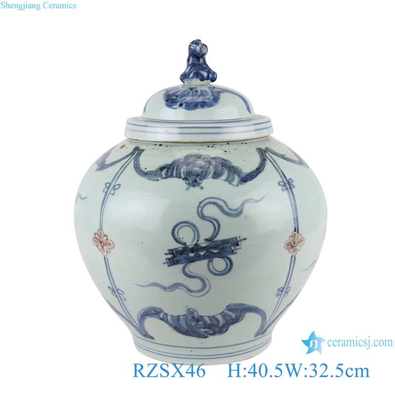 Glazed red Qin, chess, calligraphy and painting Chinese Culture Hand painted Ceramic Ginger Jars