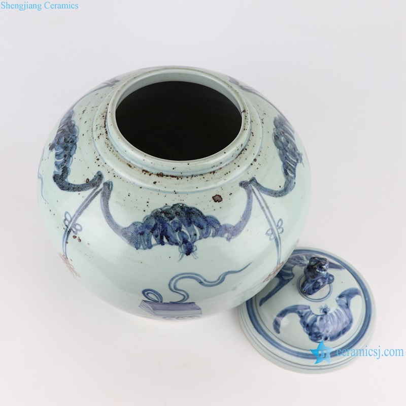 RZSX46 Glazed red Qin, chess, calligraphy and painting Chinese Culture Hand painted Ceramic Ginger Jars