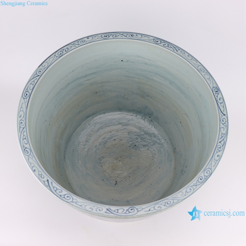 RZSX49 Blue and White Red Peony Plum Flower Ceramic Bowl Porcelain Planter Pot