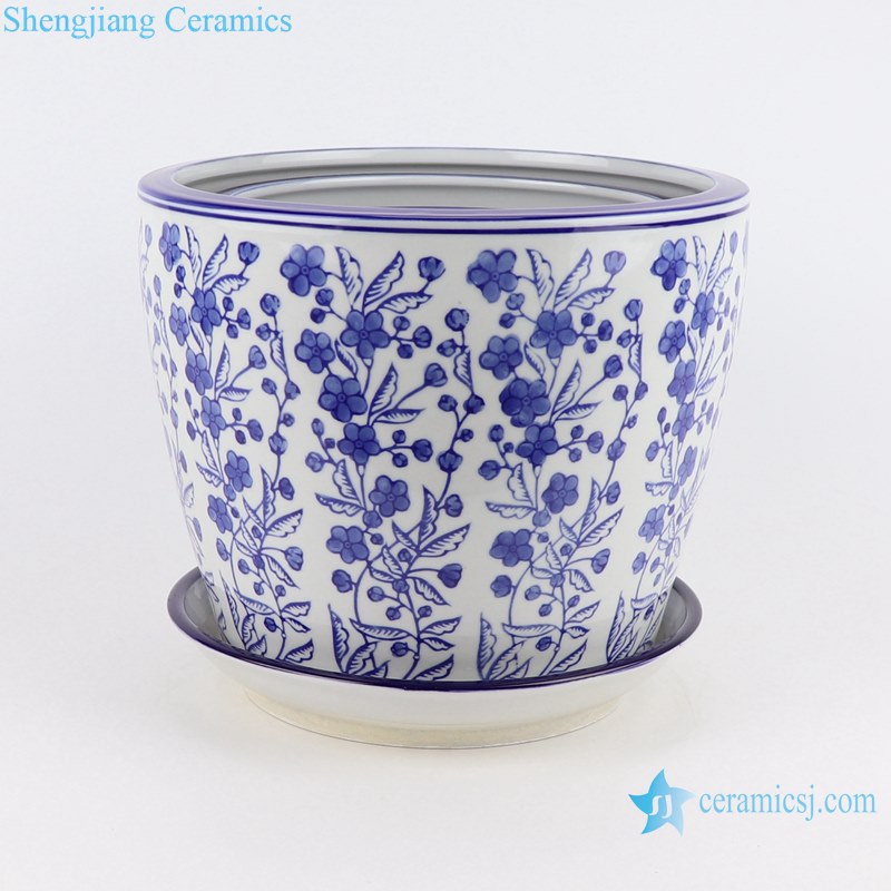 RZTO13-A-G-H 4 pieces set Garden Planter Blue and white Parrot flower and bird Design Ceramic Flower Pot