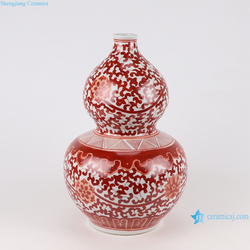RZTX01 Twisted Leaf flower pattern Red gourd bottle Porcelain vase
