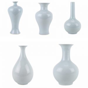 RZJX06 Light Blue Glazed Crack Ceramic Globular Plum Decorative Solid color Porcelain Vase