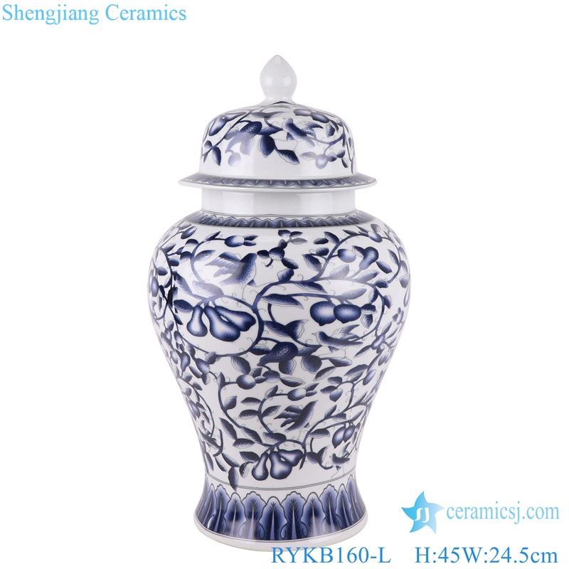 Storage Lidded Ginger Jars Blue and White Porcelain Flower Twisted storage General pot 