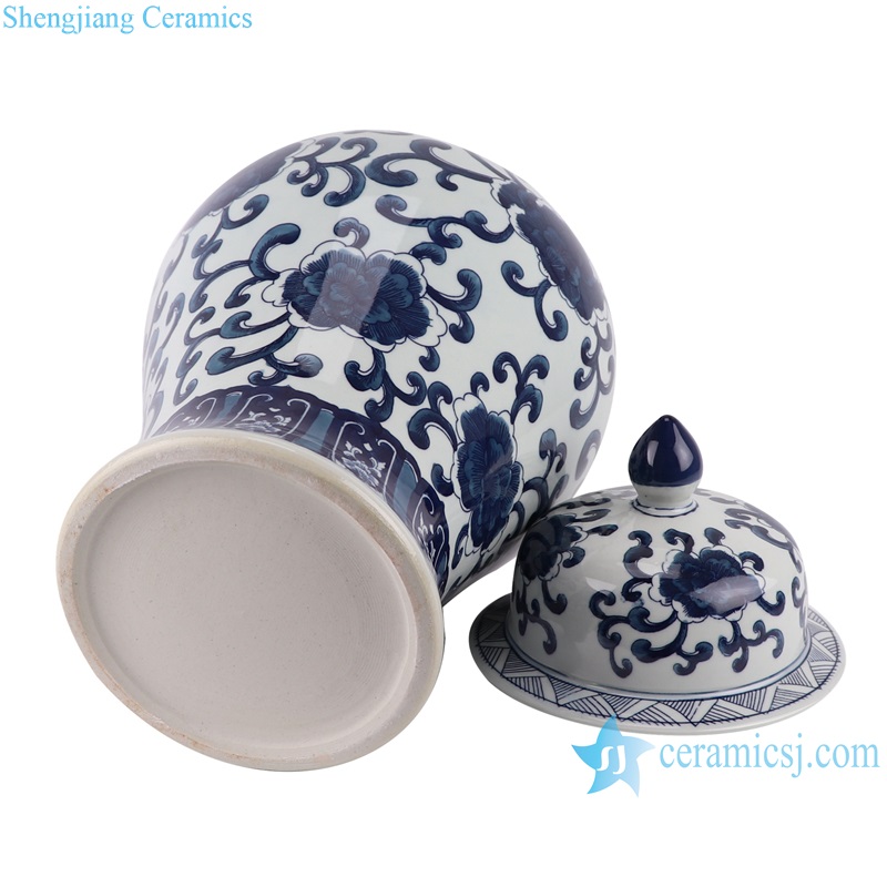 RYKB162 Porcelain Blue and white Twisted Flower Round shape Ceramic General Pot Temple Ginger Jars